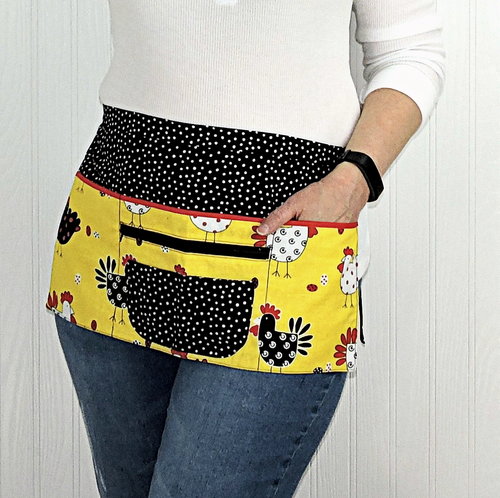 Customized Multiple Pocket Apron for Teachers, Vendors, Event Planners, Servers with secure zipper pocket, choose your own fabrics