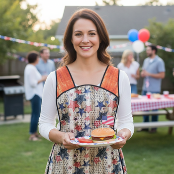 Patriotic Barn Wood and Stars Retro 50s Smock Apron, relaxed fit H-back style doesn't touch neck, LAST ONE made to order