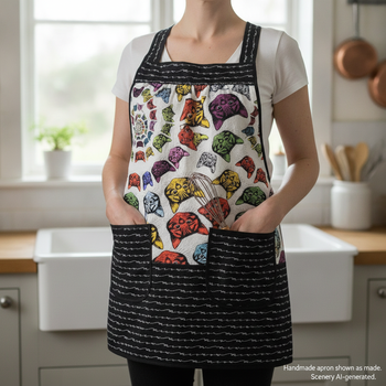Catfinity Scrapbuster Pinafore Apron with no ties, relaxed fit smock with pockets, cat lover apron, ready to ship fits LXL/2X