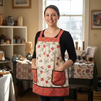 Domestic Diva Apron Toss Pinafore Apron with no ties, relaxed fit smock with pockets, standard size fits L-XL-2X, ready to ship