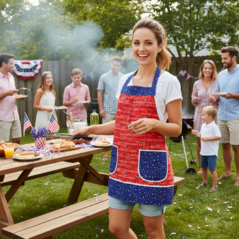 We the People Patriotic Pinafore Apron with no ties, 4th of July smock apron with pockets made-to-order XS to 5X