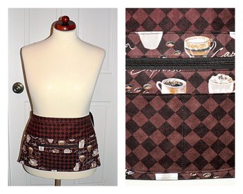 Coffee Time multi-pocket apron with zipper pocket Waitress- Vendor- Teacher- Barista- Farmers Market- Groomer 2 sizes