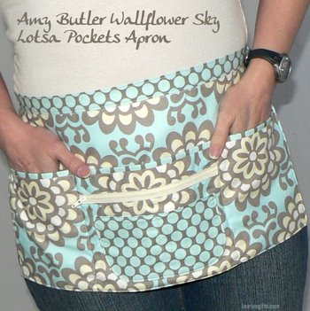 Wallflower Sky Multi-Pocket Vendor Apron with zipper pocket for Teacher, Waitress, 2 sizes made to order