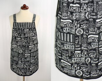 King of Kings Pinafore with no ties, relaxed fit smock with pockets, church potluck apron, LAST ONE made to order XS to Plus Size