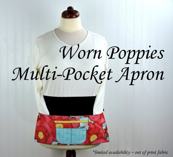 Worn Poppies Multi-Pocket Apron with money pocket for vendors; teachers; servers; delightful ready to ship teacher gift