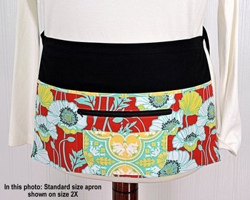 Pristine Poppy Multi-Pocket Apron for teachers, vendors, photographers, servers includes zipper money pocket 2 sizes