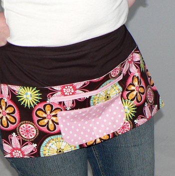 Carnival Bloom Utility Waist Apron with pockets for Vendor, Teacher, Server- includes a secure zipper money pocket