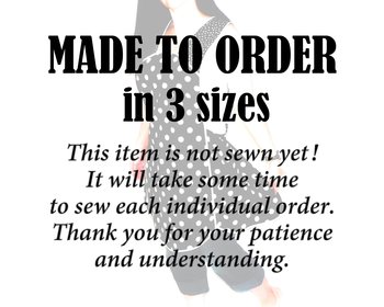 Red & White Scrapbuster Pinafore, relaxed fit smock with pockets, comfortable (doesn't touch neck) made to order XS to 5X plus size