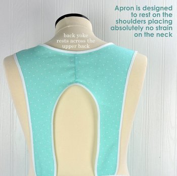Aqua Petite Damask Retro 50s Smock Apron, relaxed fit "H-back" doesn't touch neck, made to order XS - 4X  w/ pocket options, OOP fabrics