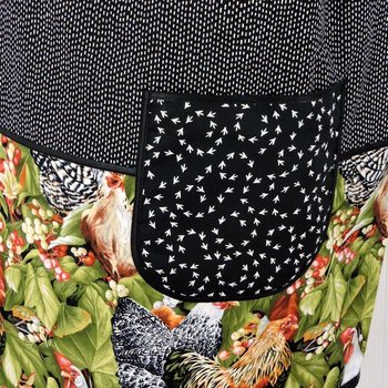 Chicken Scratch SCRAPBUSTER Pinafore Apron with no ties, relaxed fit smock with pockets, farmhouse kitchen apron, 2 sizes ready to ship