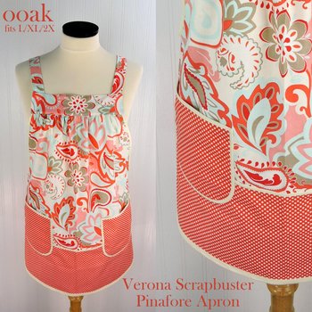 Verona Scrapbuster Pinafore with no ties (straps go straight over shoulders) relaxed fit smock with pockets, fits L/XL/2X, ready to ship
