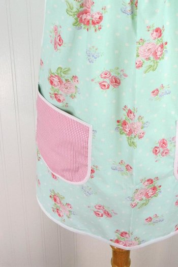 Pastel Polka Dots & Posies Pinafore with no ties (straps go straight over shoulders) relaxed fit smock with pockets, made-to-order XS to 5X