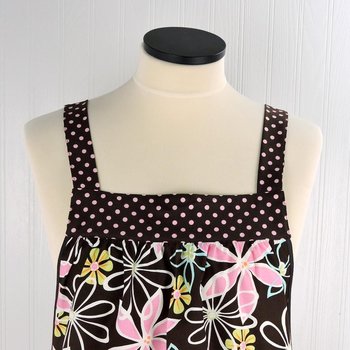 Daisy Dreams Pinafore with no ties (straps go straight over shoulders) relaxed fit smock with pockets, fits L/XL/2X, ready to ship now