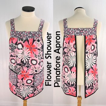 Flower Shower Pinafore with no ties (straps go straight over shoulders) relaxed fit smock with pockets, made-to-order from XS to 5X