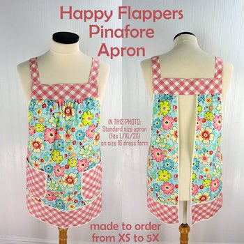 Happy Flappers Pinafore with no ties (straps go straight over shoulders) relaxed fit smock with pockets, floral/owls, XS - 5X made-to-order