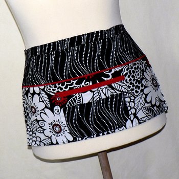 Zesty Zinnia waist apron with pockets for vendors, gardeners, servers, cute teacher apron with secure zipper pocket