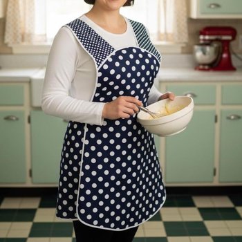 Navy Blue Polka Dot Retro 50s Smock, relaxed fit H-back apron (no ties at neck) XS to 4X made to order w/ pocket options choose your details