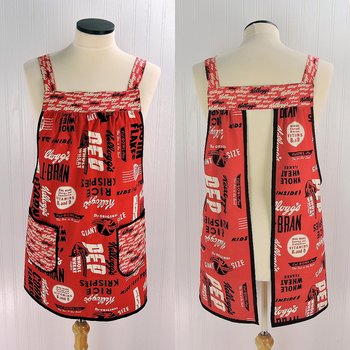 Vintage Kellogg's Cereal Pinafore with no ties, Relaxed Fit Smock with pockets, straps go straight over the shoulders, made-to-order XS- 5X