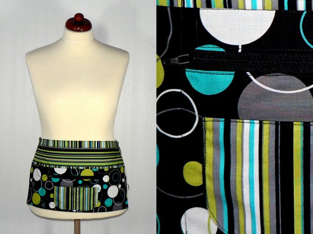 Hoopla Lagoon multipocket apron, waist apron with secure money pocket for vendors, teachers, artists, farmers markets