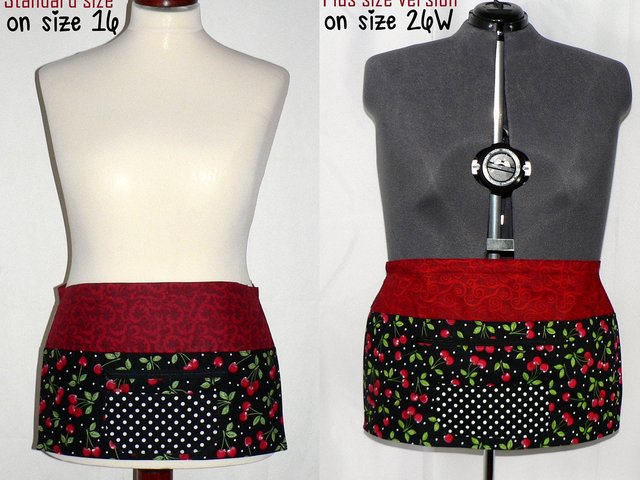 Black Cherries Multi-Pocket Apron with zipper, great for teachers, gardeners, servers, made after order in 2 sizes