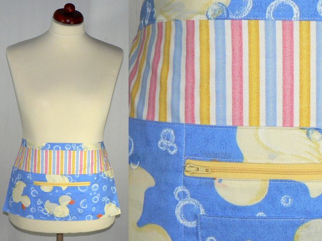 SHIPS FAST~ Rubber Ducky Multi-Pocket Half Apron, teachers, soap makers, craft shows, ONE apron fits waists up to 40" ready to ship
