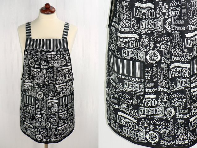 King of Kings Pinafore with no ties, relaxed fit smock with pockets, church potluck apron, LAST ONE made to order XS to Plus Size
