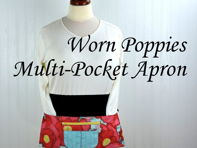 SHIPS FAST~ Worn Poppies Multi-Pocket Apron with money pocket for vendors; teachers; servers; delightful ready to ship teacher gift