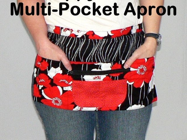 Poppy Lane 6 Pocket Teacher- Server- Vendor- Florist- Utility APRON- for gardening, crafting, or classroom, 2 sizes