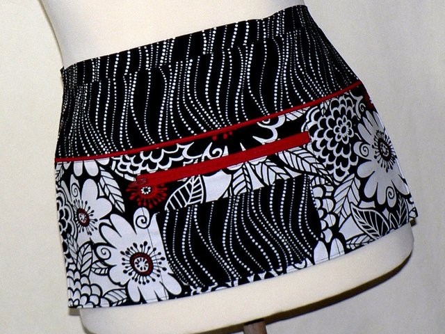 Zesty Zinnia waist apron with pockets for vendors, gardeners, servers, cute teacher apron with secure zipper pocket